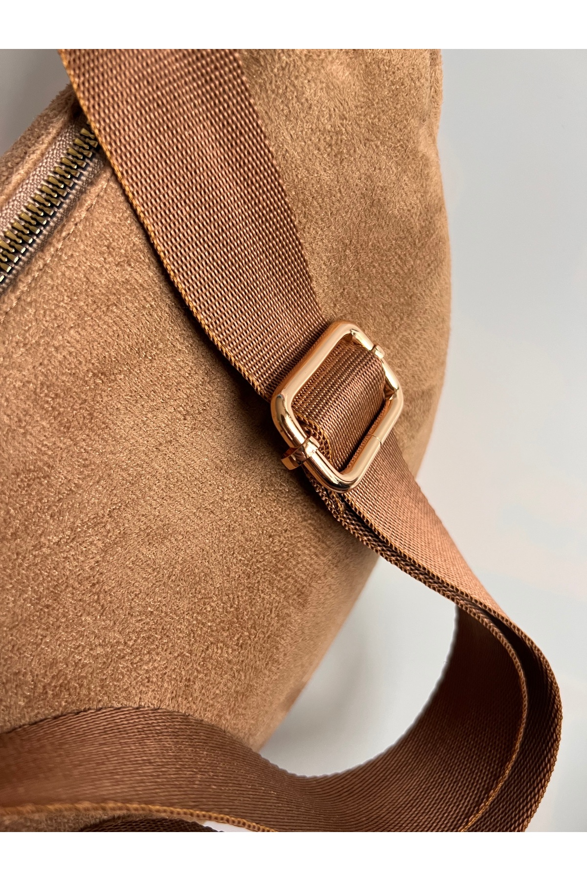 Wagna Süet Luna Bag Camel Çanta görsel 4