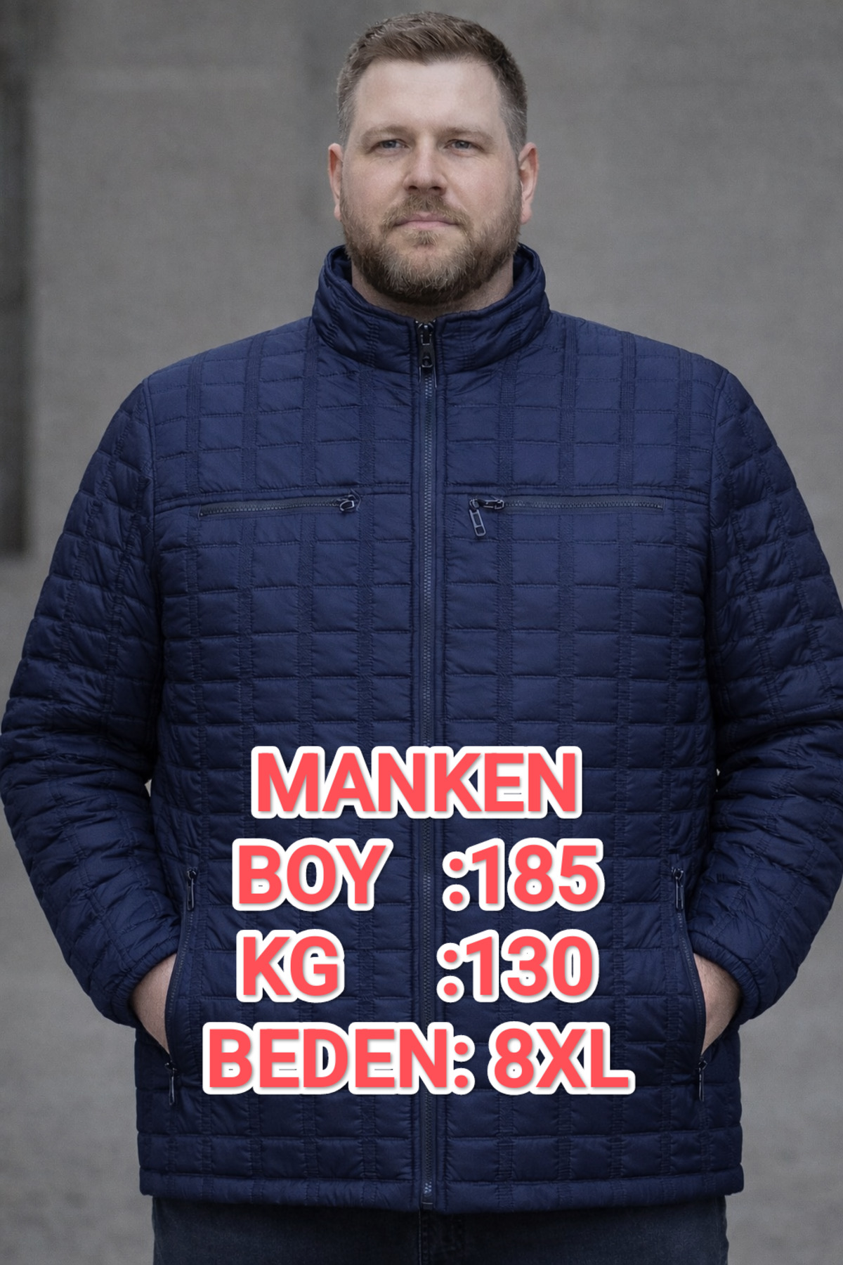 OKER Büyük Beden Erkek Kapitone Mont,kaban 4,5,6,7,8XL. görsel 4