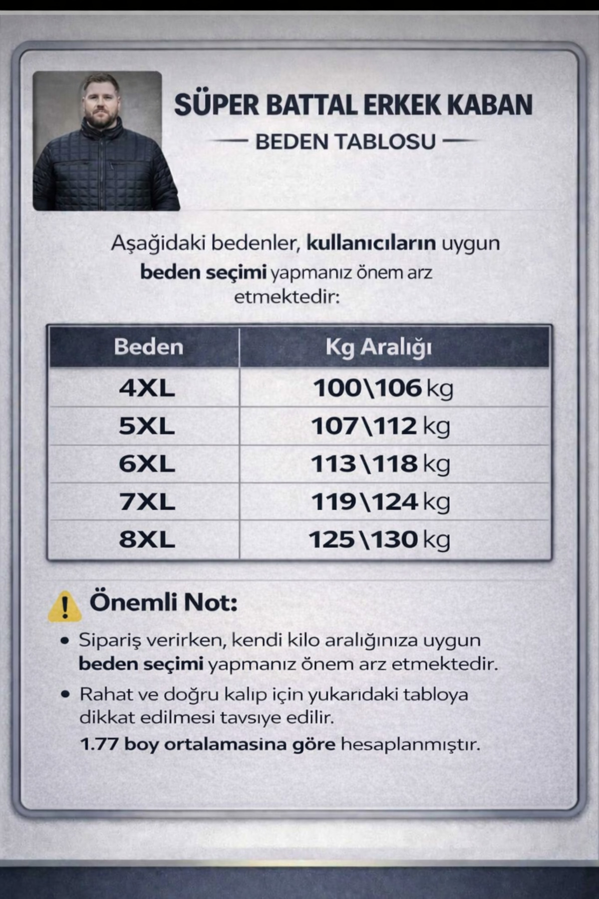 OKER Büyük Beden Erkek Kapitone Mont,kaban 4,5,6,7,8XL. görsel 3