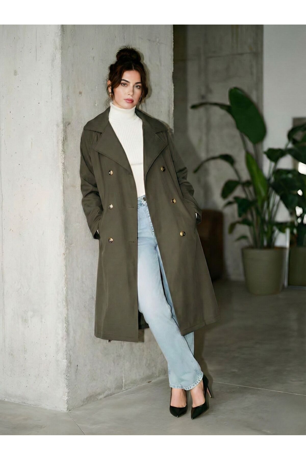 Ceylen Yeni Sezon Kuşaklı Oversize Trençkot