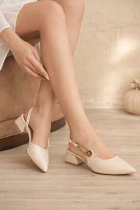 VİP SMR MODA Kadın Babet Yandan Toka Detaylı Arkası Açık Sivri Burun Günlük R...