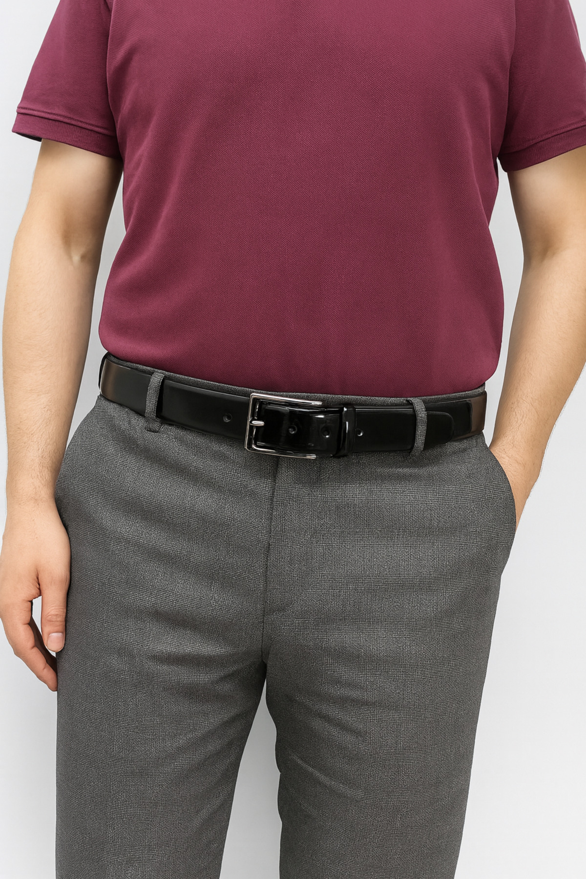 genuine leather company eds  Erkek Siyah Klasik Vegan Deri Kemer Seti - Görsel 4