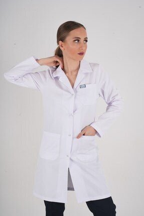 Nur Medikal Giyim Uzun Boy Klasik Yaka Kadın Uzun Kollu Alpaka Vizit Doktor N...