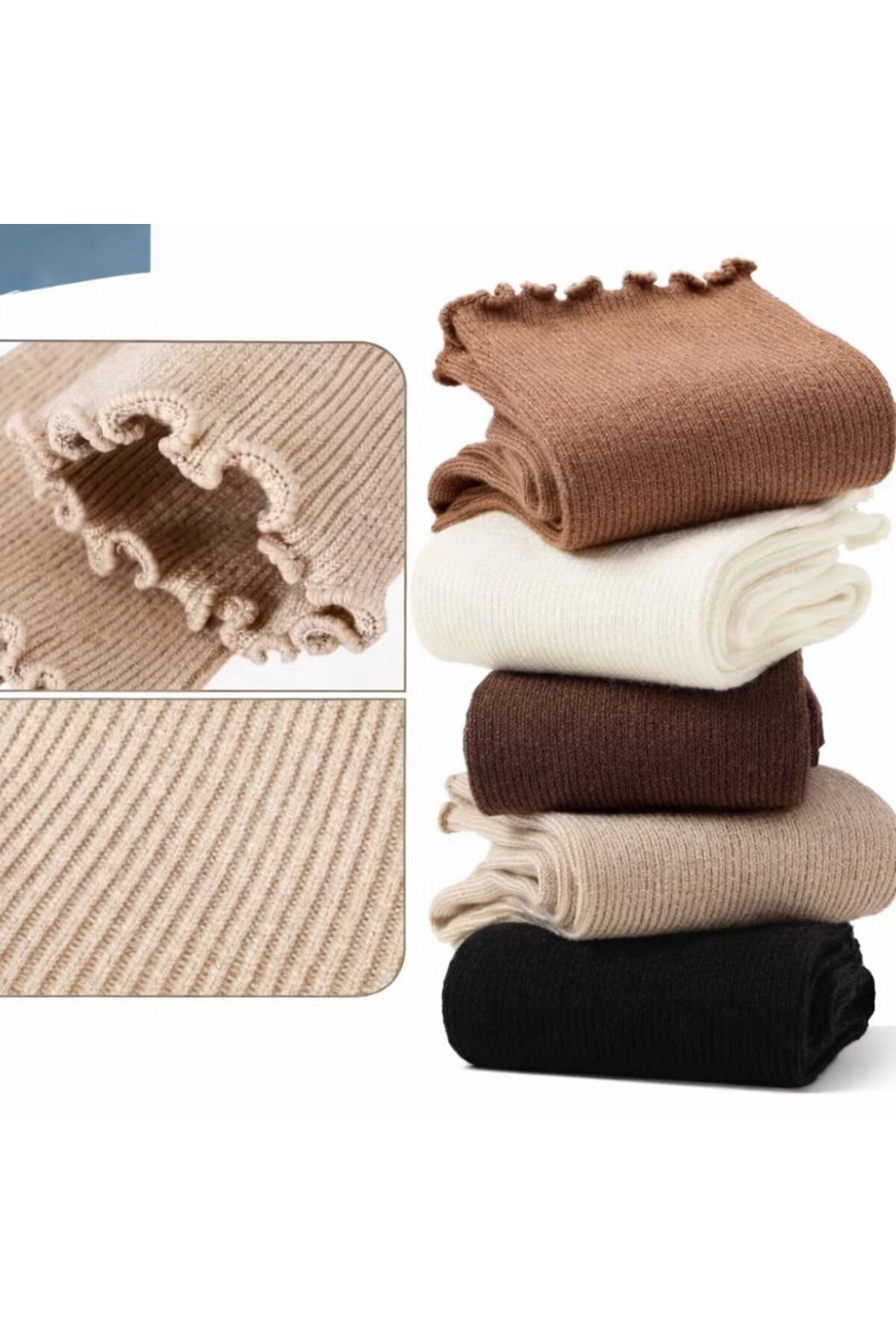 Sky Socks 5'li Fırfırlı Pamuklu Unisex Soket Çorap Seti görsel 3