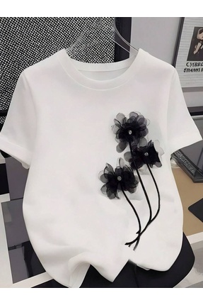 kahire SİYAH ÇİÇEK Baskılı Premium Oversize T-shirt