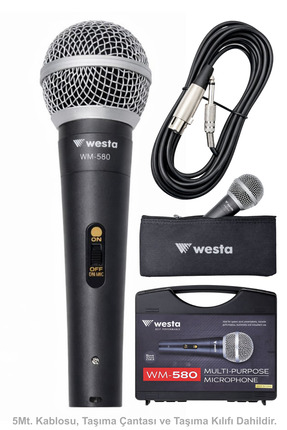 Westa Wm-580 Profesyonel El Mikrofonu Kablolu Dinamik Mikrofon (Okul, Cami, S...