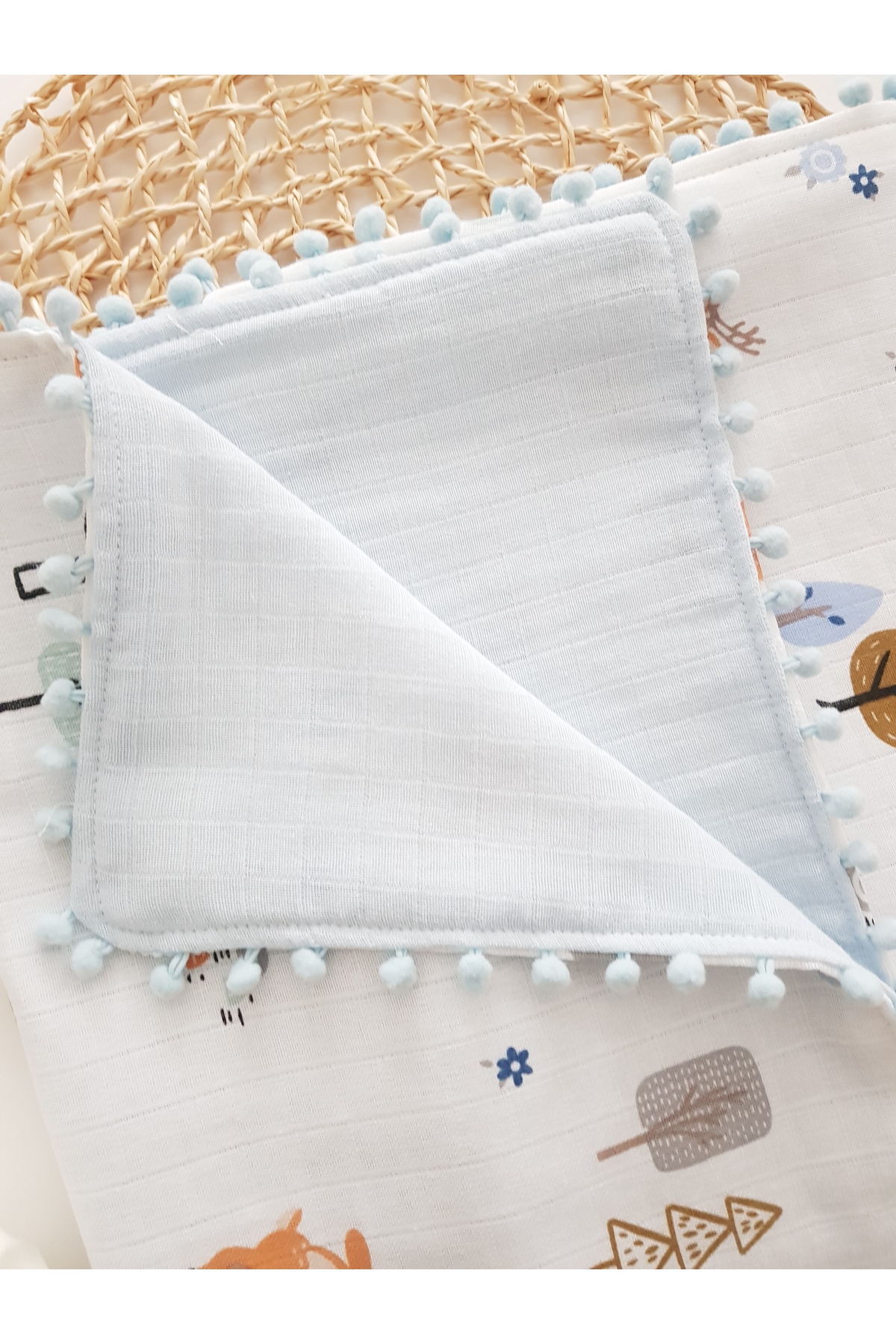 artıbebe Ceylanlı Çift Katlı Müslin Örtü Battaniye | %100 Pamuk Müslin Bez | Bebek Kundak, Emzirme Örtüsü fotoğrafı 3 (önizleme)