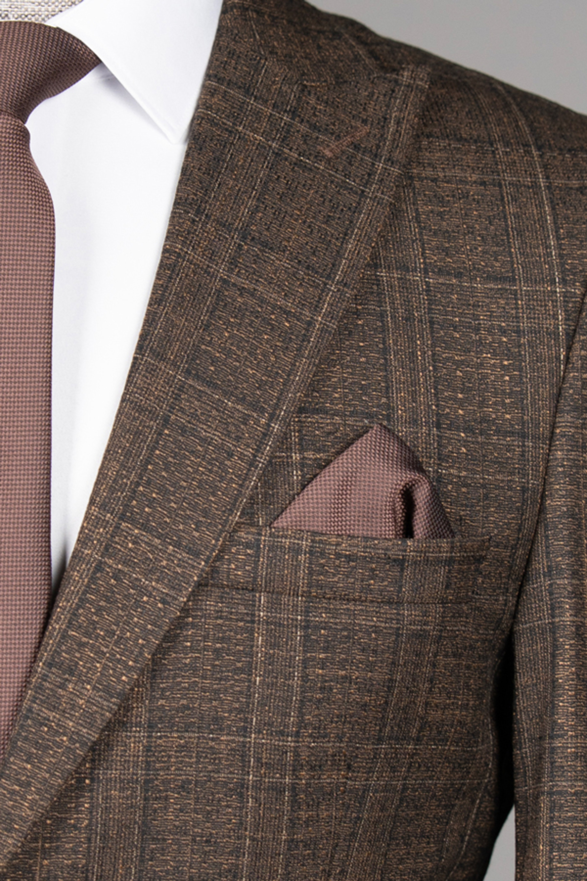 Kombinli Takım Elbise –SlimFit 1 beden büyük tercih ediniz. — قهوه‌ای T01-KP8269 — تصویر 4 از 6