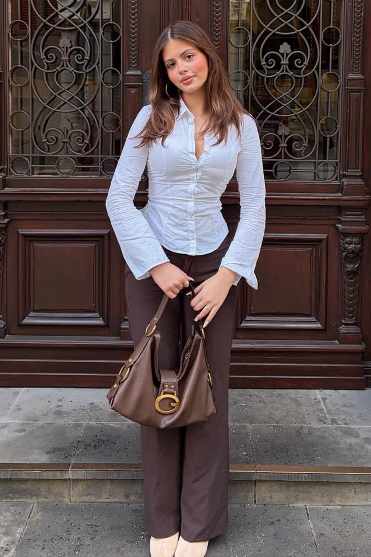 Seeh  Beyaz Uzun Kollu Vücuda Oturan Gömlek SH356 - Görsel 5