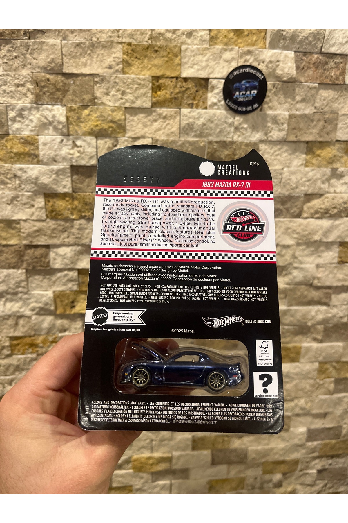 HOT WHEELS RLC 1993 MAZDA RX-7 R1 - Fiyatı, Yorumları