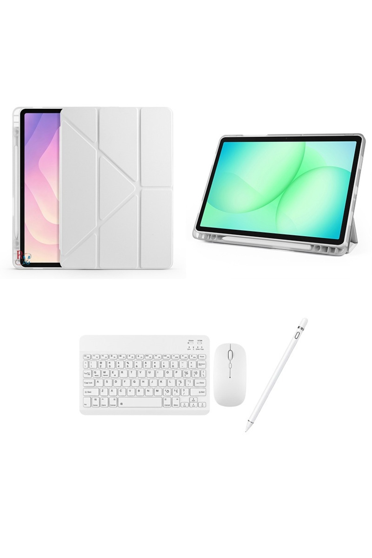 redmud teknoloji ıPad 8. Nesil ve 9. Nesil 10.2 inç ile Uyumlu Standlı Kılıf Klavye Mouse ve Dokunmatik Kalem Set