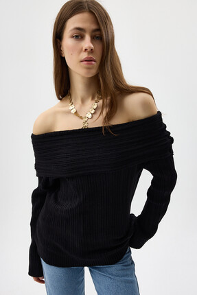 Serenity Kayık Yaka Fitilli Kadın Kazak