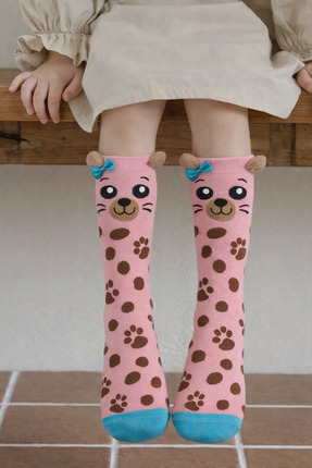 Katia & Bony Kız Çocuk Köpek Desenli Dizüstü Çorap Pembe