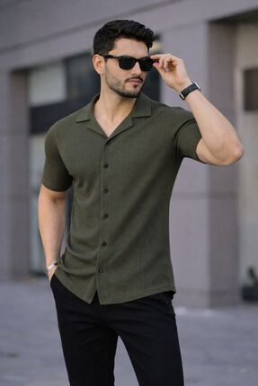 zs zaos fashion kısa kol waffle gömlek pamuklu rahat slimfit kalıp dar kesim ...