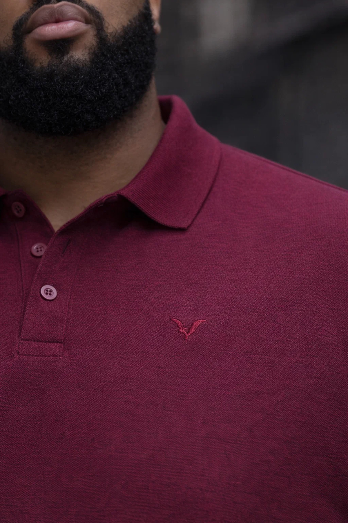 Maccali Erkek Büyük Beden Basic Polo Bordo Uzun Kollu Tişört görsel 3