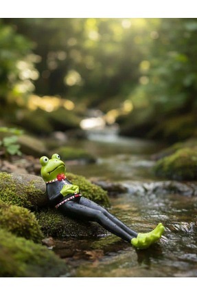 Şirin Hediyelik Takım Elbiseli Kurbağa Çubuk Tütsülük - El Yapımı