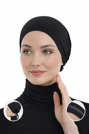 Ramellia Siyah Silikonlu Dikişsiz Kaymaz Bone , Şal Bonesi , Kaymaz Eşarp Bon...