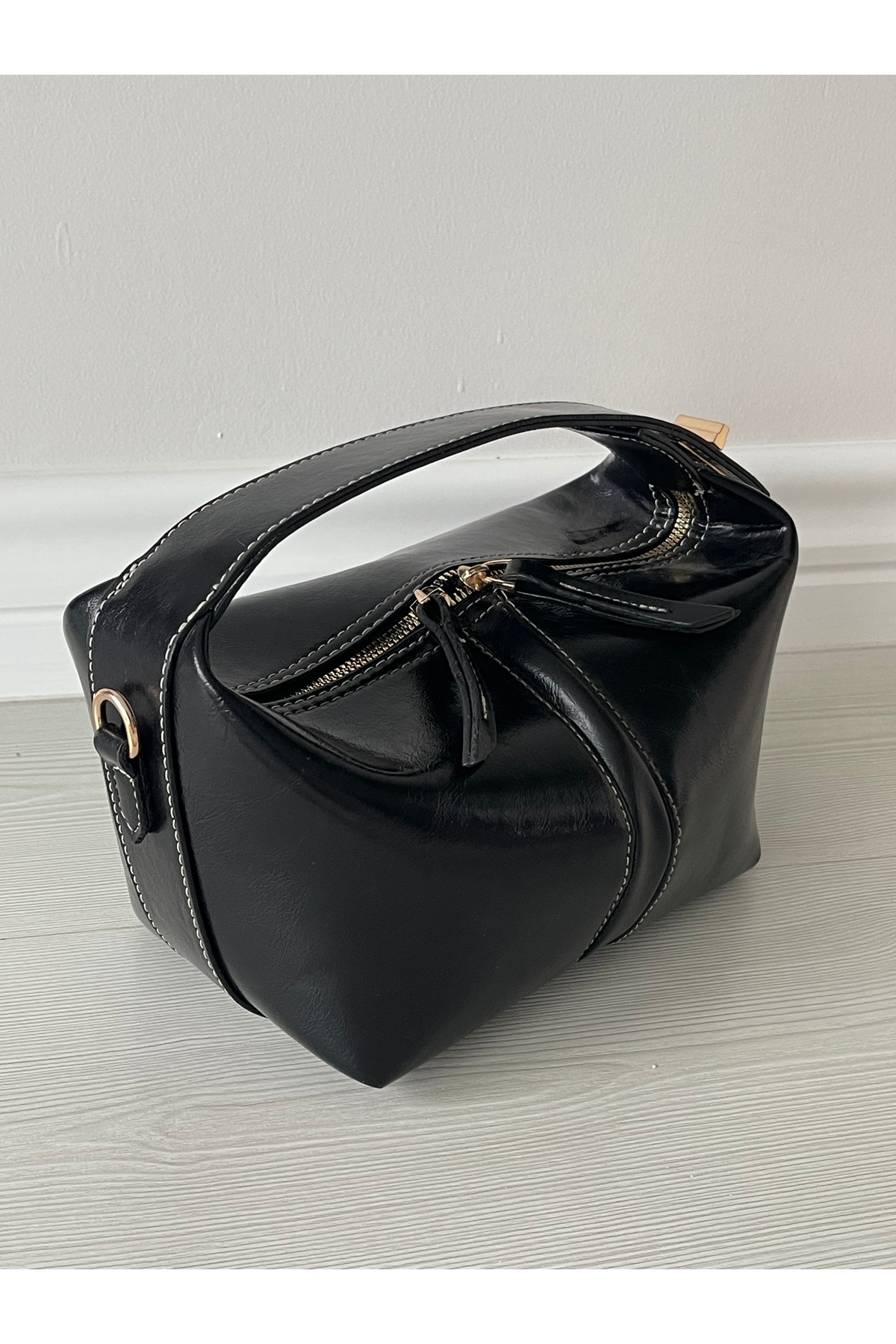 na nura collection Siyah Kadın Kilitli Sandal El Ve Omuz Çantası görsel 4