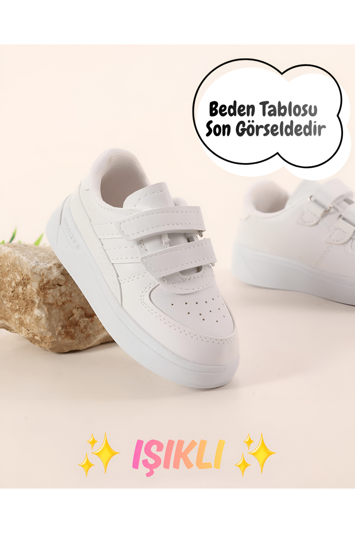 elma bebe Işıklı Cırt Cırtlı Kız Erkek Unisex Bebe Çocuk Sneaker Spor Ayakkabı
