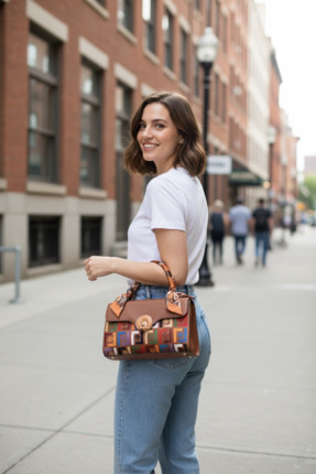 kevn Desenli Kadın El ve Omuz Çantası – Mini Boy, Şık ve Modern