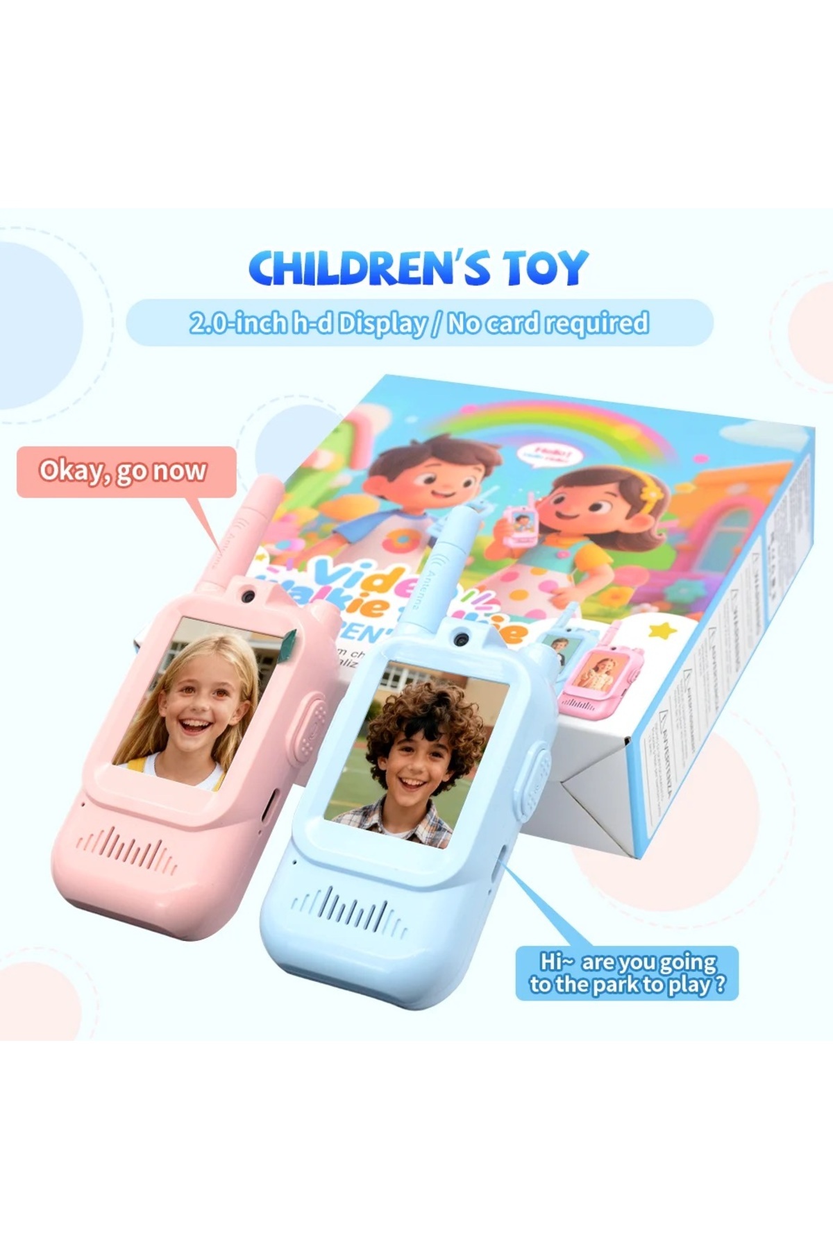 Fillikutum Görüntülü Çocuk Telsizi Çiftli Set Pembe Mavi Walkie Talkie Çocuklar İçin Görüntülü Kablosuz Telsiz fotoğrafı 5 (önizleme)