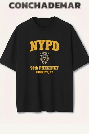 Vordevia NYPD Baskılı Premium Oversize Pamuklu T-shirt