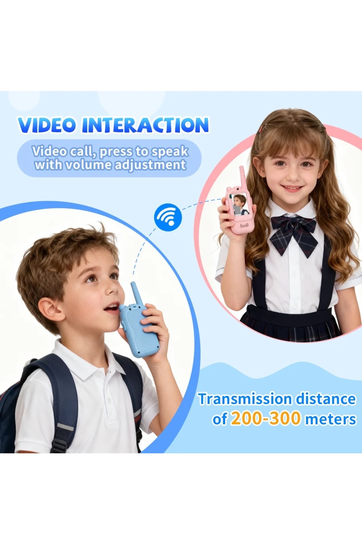 Fillikutum Görüntülü Çocuk Telsizi Çiftli Set Pembe Mavi Walkie Talkie Çocuklar İçin Görüntülü Kablosuz Telsiz fotoğrafı 4 (önizleme)