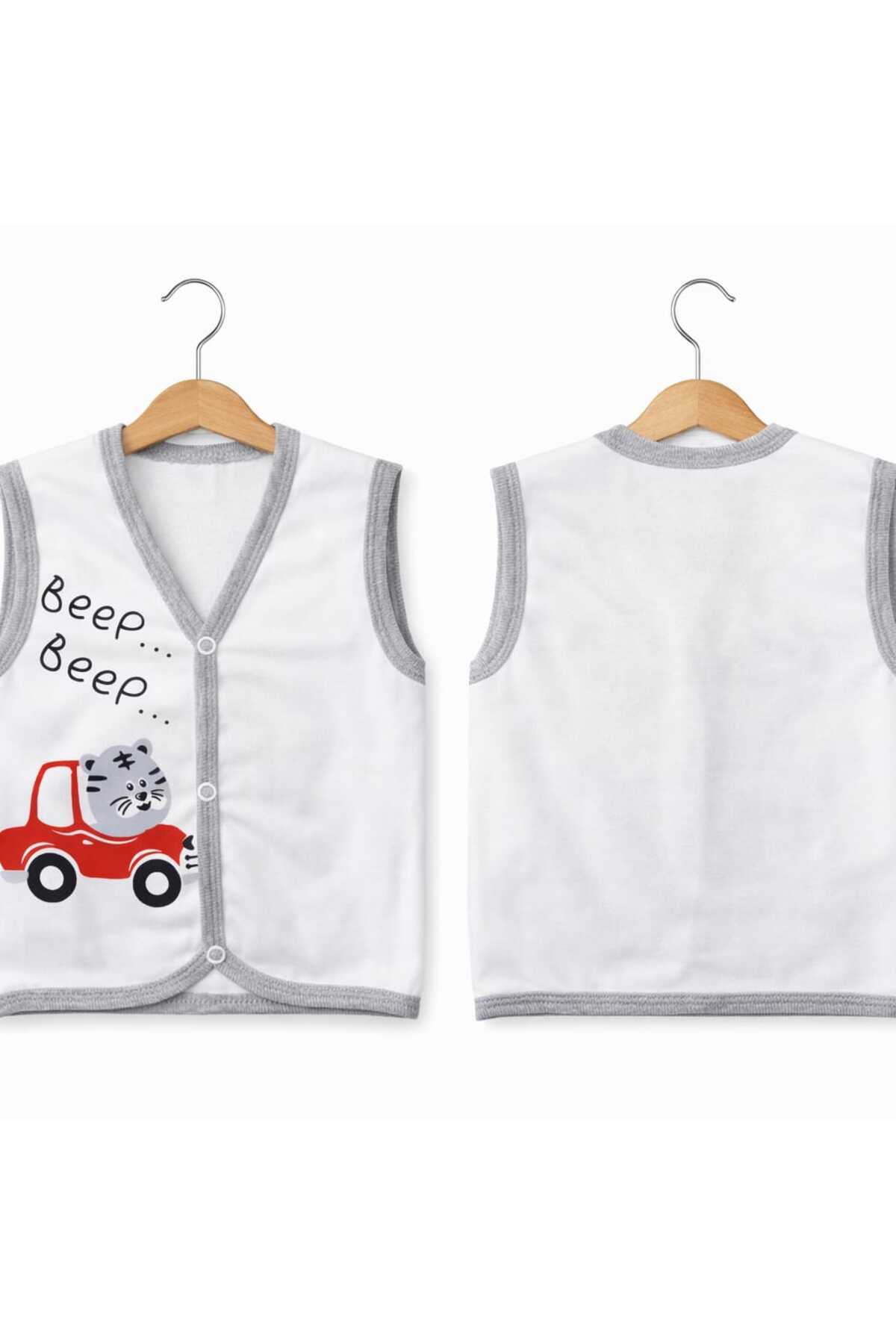 krm kerem bebe Pamuklu Çıtçıtlı Desenli Penye Bebek Yelek fotoğrafı 2 (önizleme)