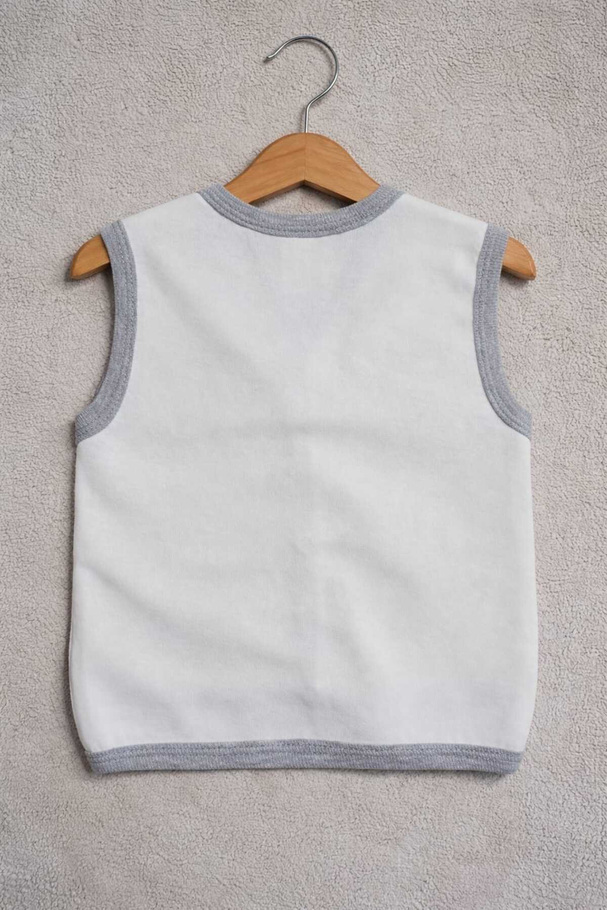 krm kerem bebe Pamuklu Çıtçıtlı Desenli Penye Bebek Yelek fotoğrafı 3 (önizleme)