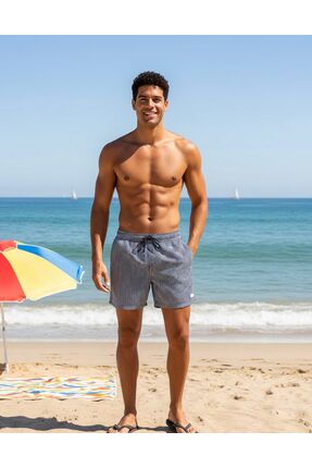 İLBESSPORT Erkek siyah Çizgili Deniz Şort