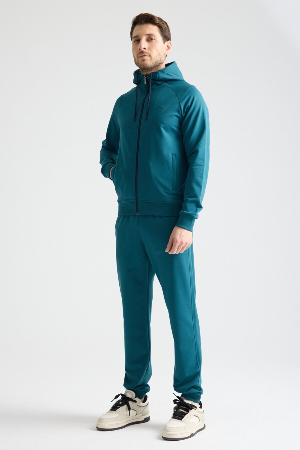 ست گرمکن مردانه کلاس Elite مدل Petrol Blue، فصلی، کلاه‌دار، ساق‌دار، راحت — سرمه SH20044 — تصویر 7 از 8