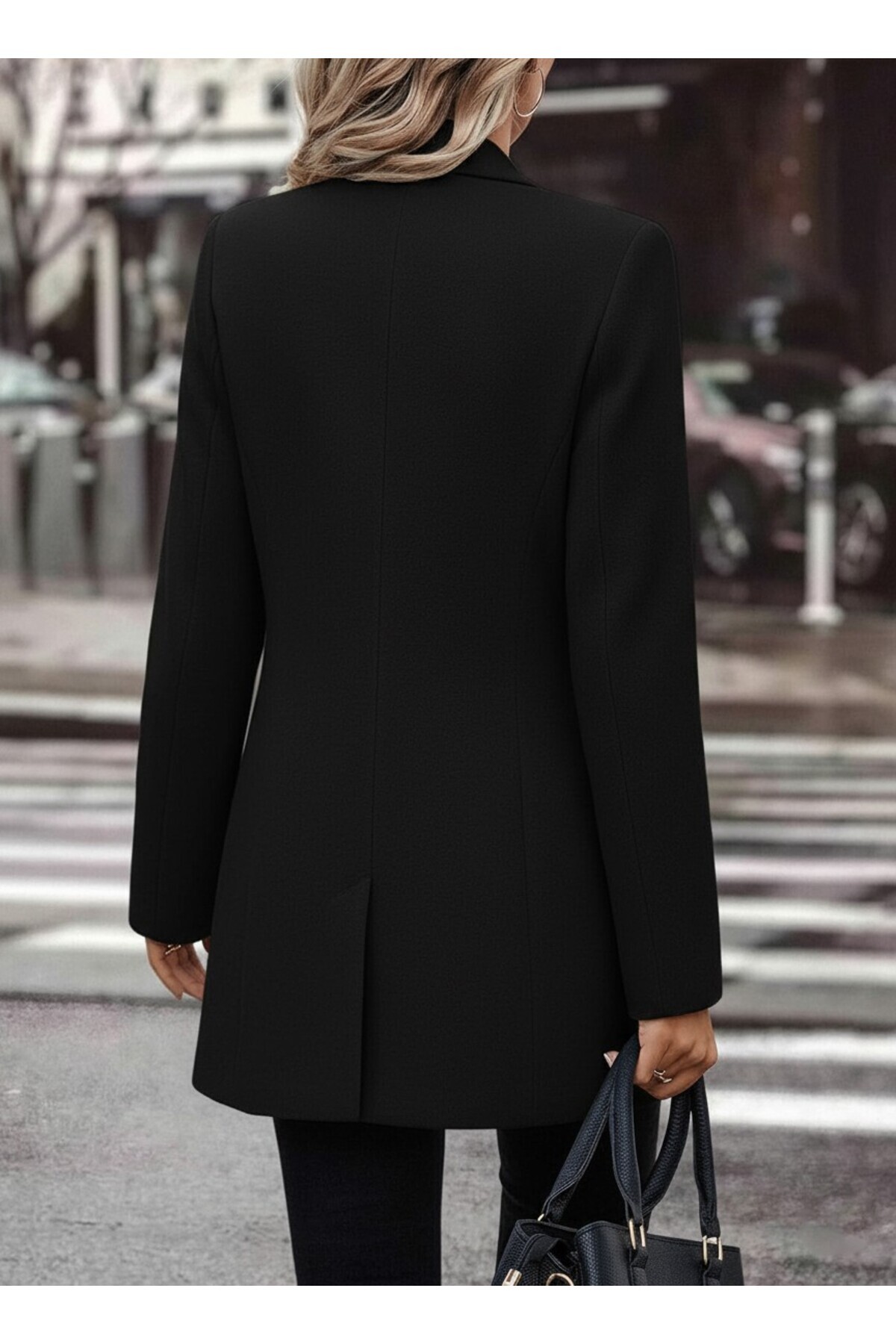 Toridas  Tasarım Yaka Siyah Kaşe Kaban - Görsel 3
