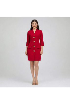 ventura butik Altın Düğmeli Zarif Elbise