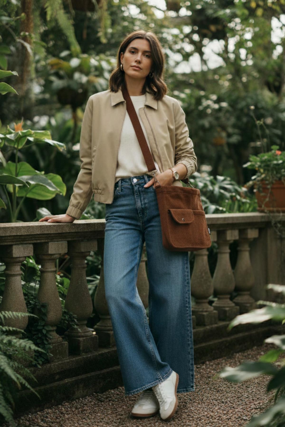 bagg  Move Model Kahverengi Kadife Çanta - Görsel 5