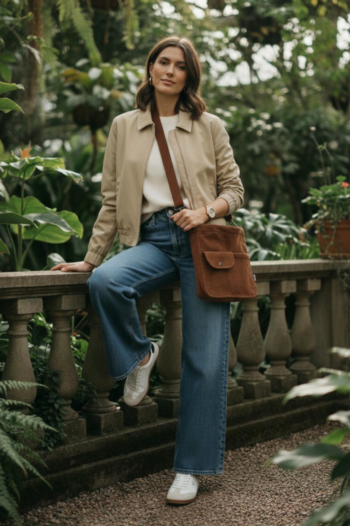 bagg  Move Model Kahverengi Kadife Çanta - Görsel 6