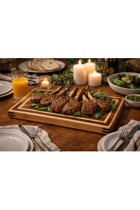 ITERRA Masif Ahşap Profesyonel Şef Tipi End-Grain Kasap Kesme Tahtası (Meşe, ...