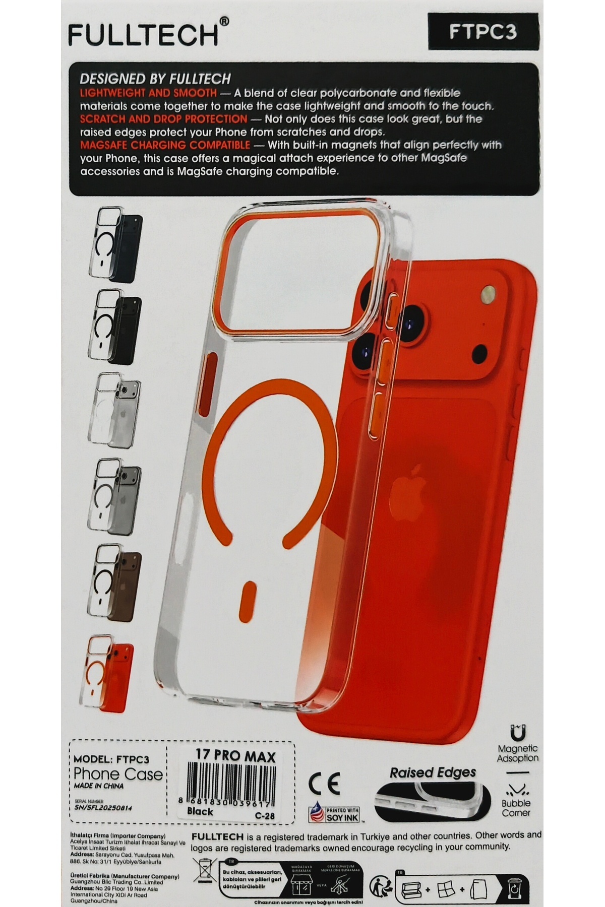 iPhone 17 Pro Max Uyumlu Ftpc3 Magsafe Şarj Destekli Şeffaf Kılıf