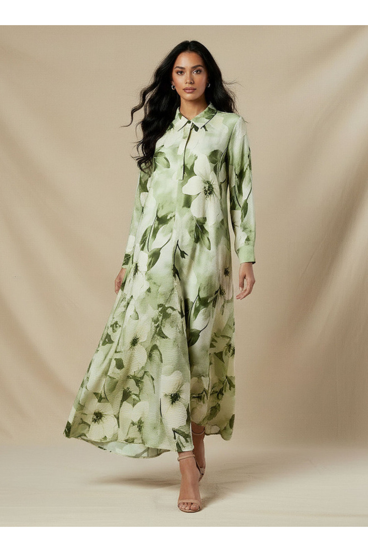 Iconic Trapeze Midi Dress with Floral Print