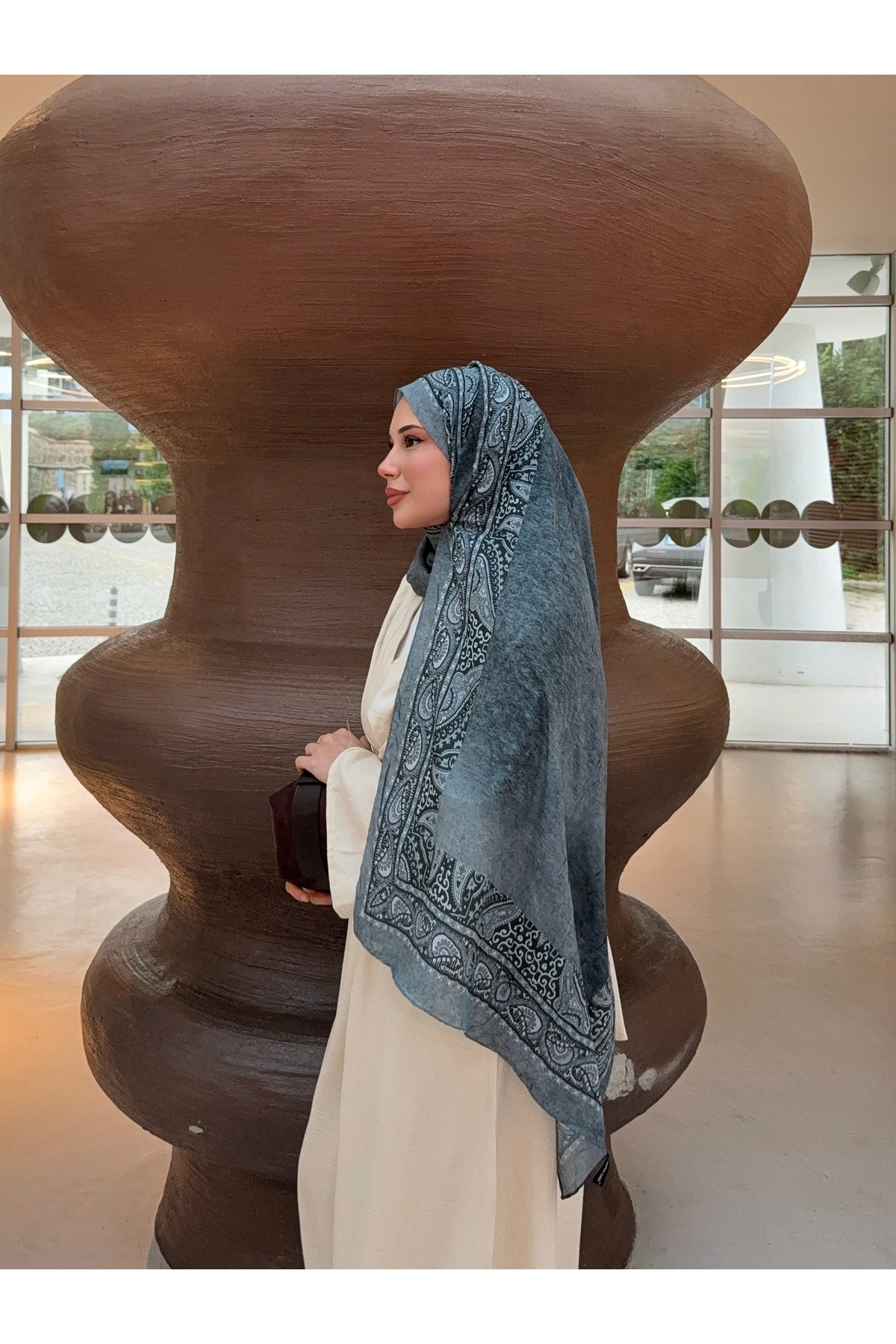Patterned Bamboo Kraş Shawl Full Standing Women's Shawl
