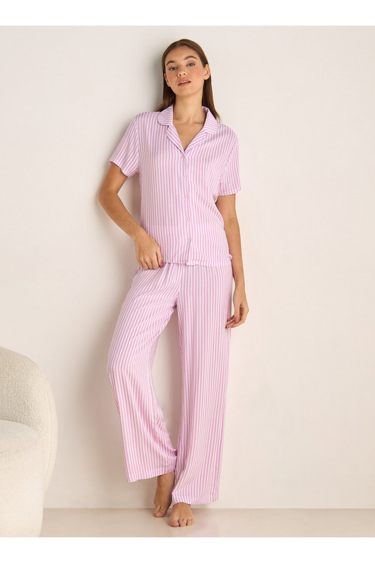 Splash FAV Pyjama Set Button-Down Shirt & Trousers Viscose