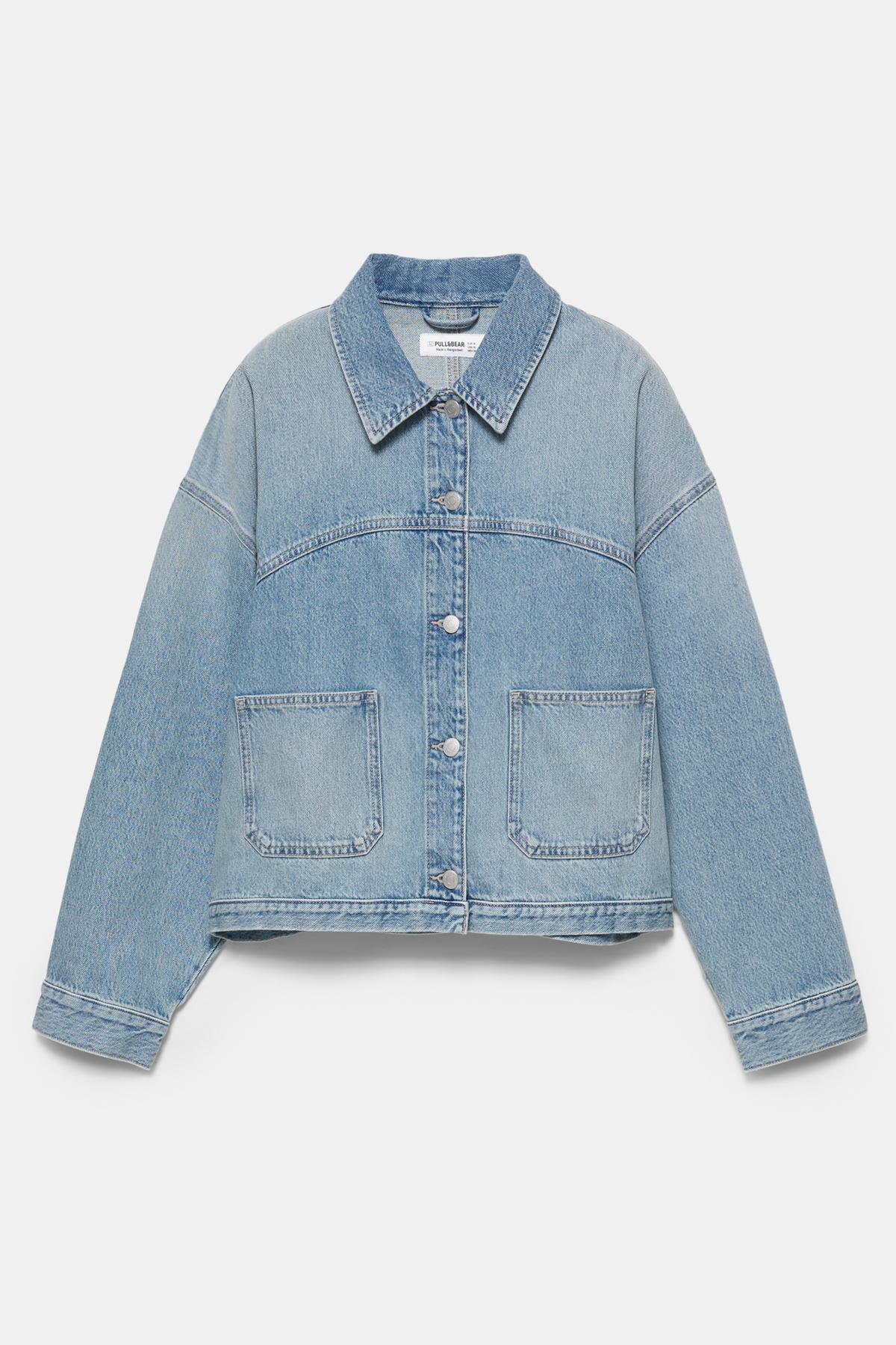Pull & Bear  Boxy kesim denim ince ceket - Görsel 7