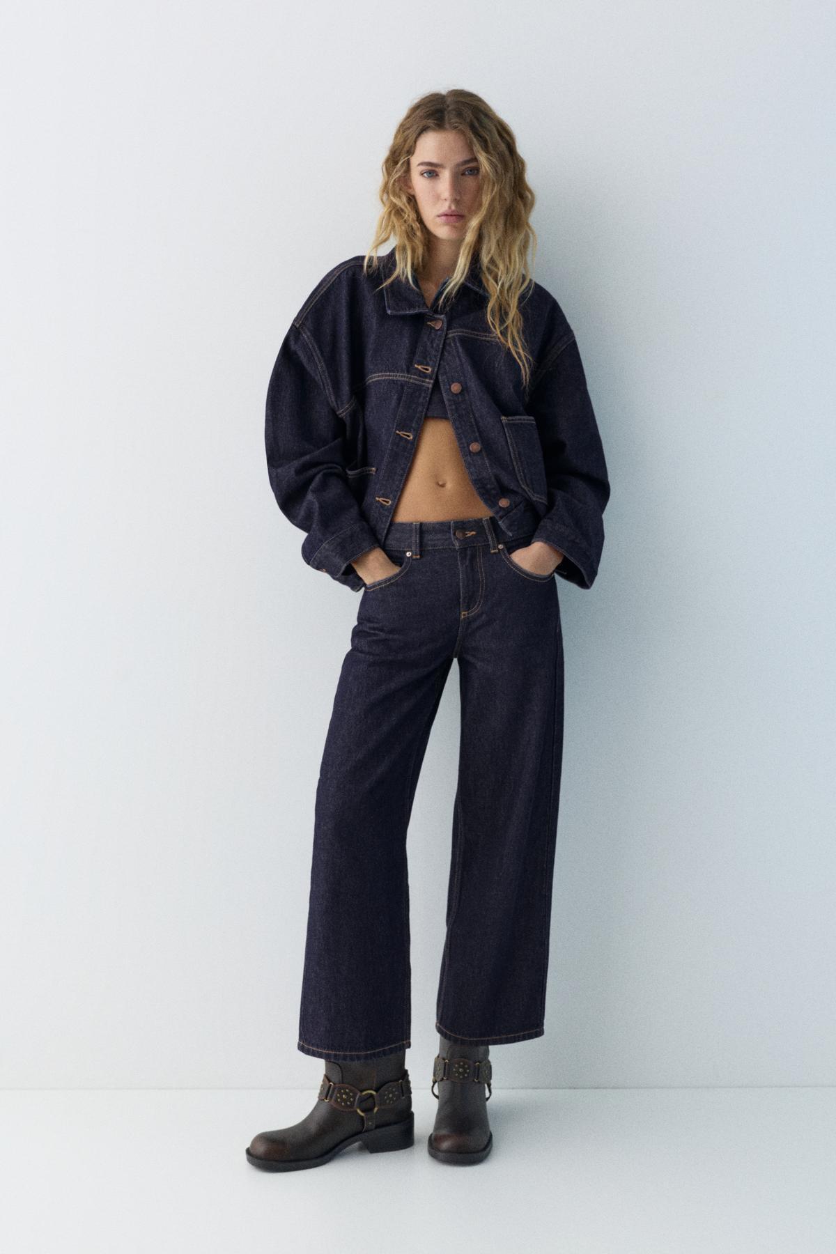 Pull & Bear  Düşük bel culotte pantolon jean - Görsel 2