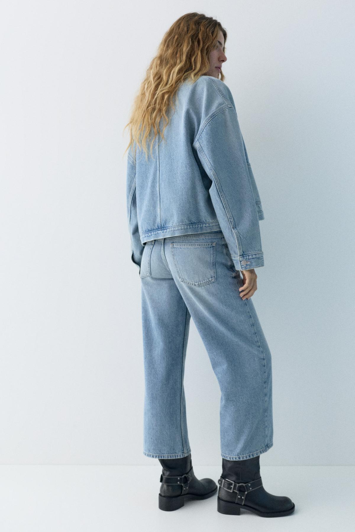 Pull & Bear  Boxy kesim denim ince ceket - Görsel 5