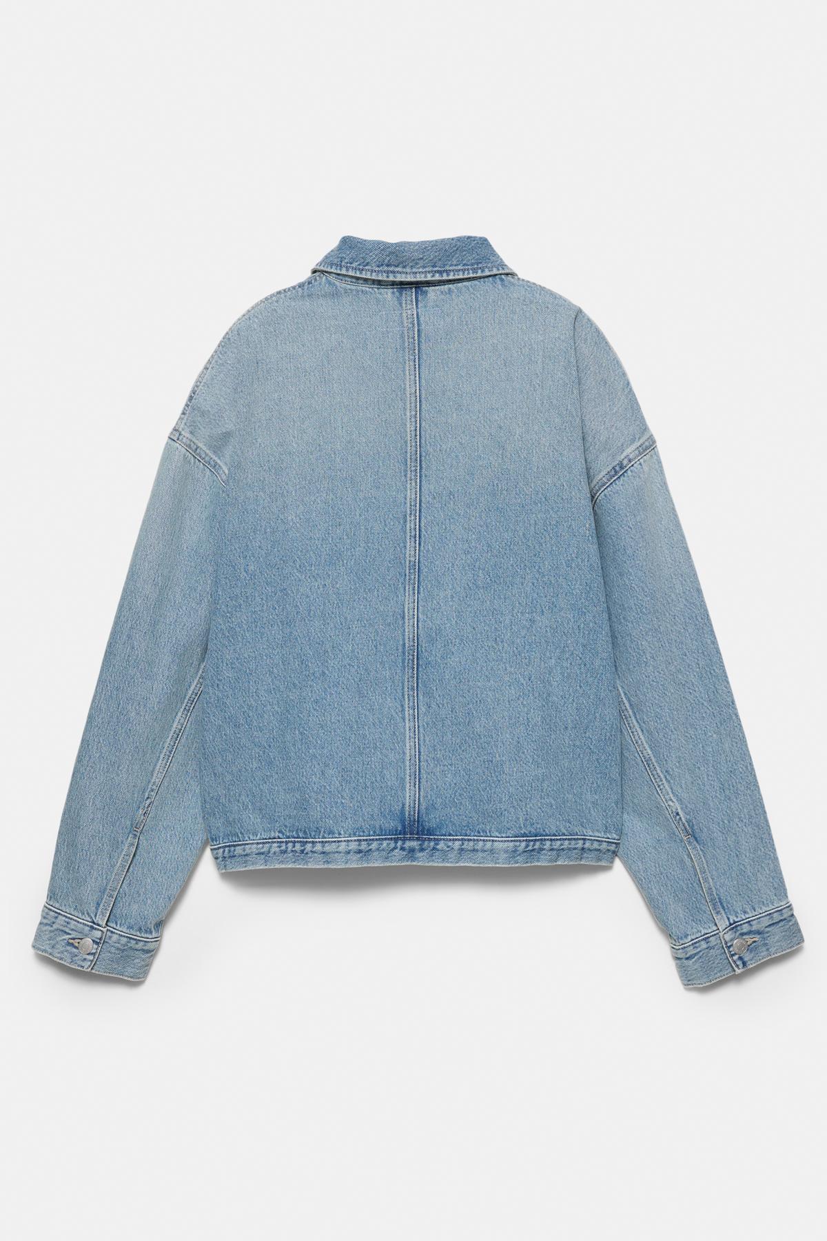 Pull & Bear  Boxy kesim denim ince ceket - Görsel 8