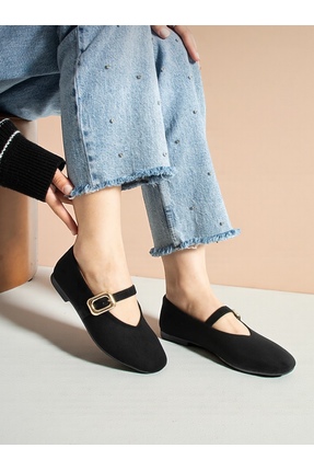 Jarrox ALİA Süet Görünümlü Tokalı Detaylı 1 cm Alçak Topuklu Rahat Mary Jane ...