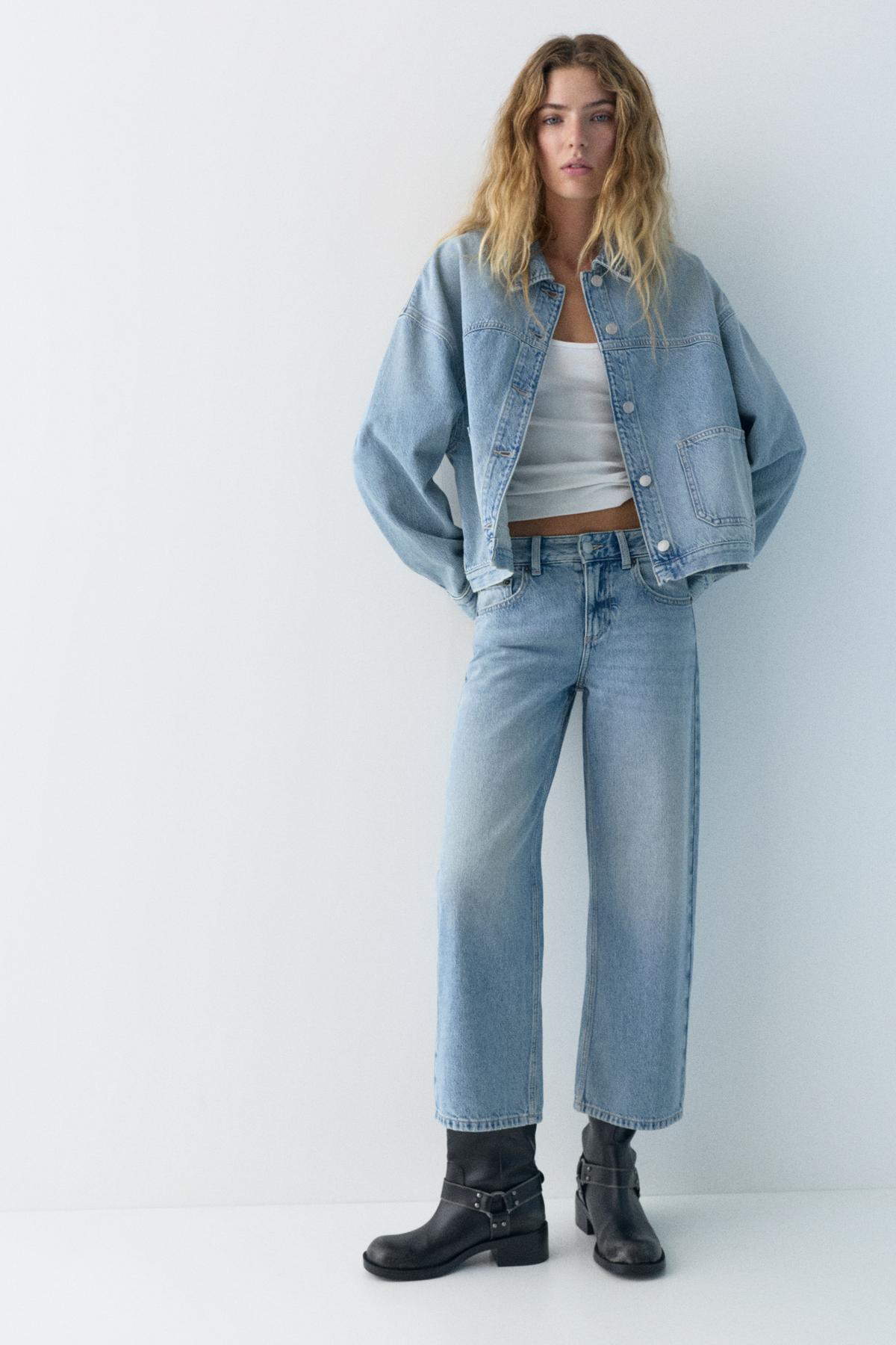 Pull & Bear  Boxy kesim denim ince ceket - Görsel 4