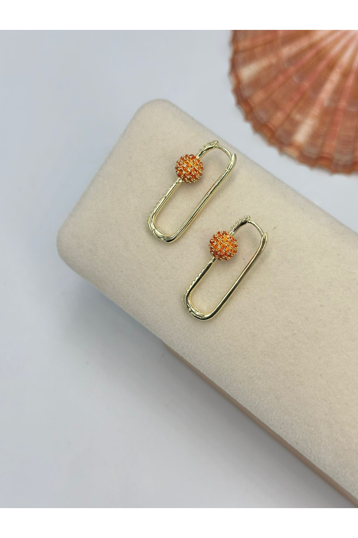 Colorful Heel Detailed Steel Ring Earrings Green