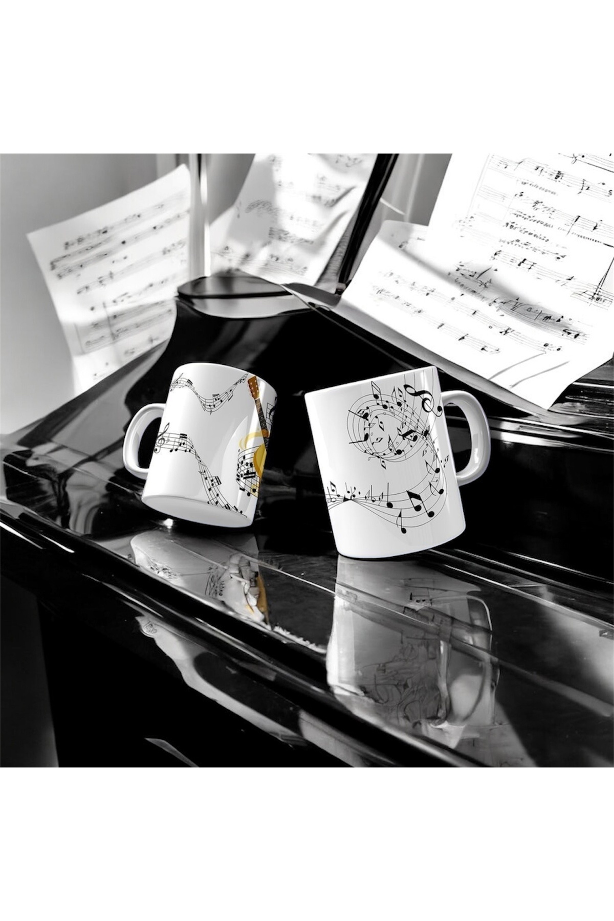 FALAVİ  Müzik Note Temalı Beyaz Kupa