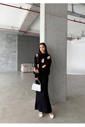 inowesta trend Kadın Triko Yarım Boğazlı Kazak Ve Elbise Süzine Labubu desen ...