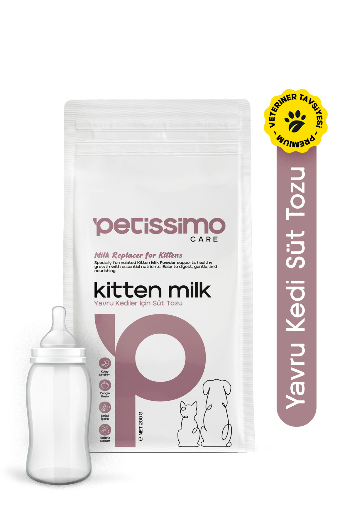 Petissimo Care Yavru Kedi İçin Anne Sütü Destekli Süt Tozu - Biberon Hediyeli - Kitten Milk - 200 gr - Fiyatı, Yorumları